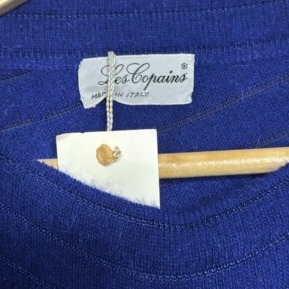 NWT Vintage Les Copains Blue Sheer Striped Sweater - Picture 4 of 6